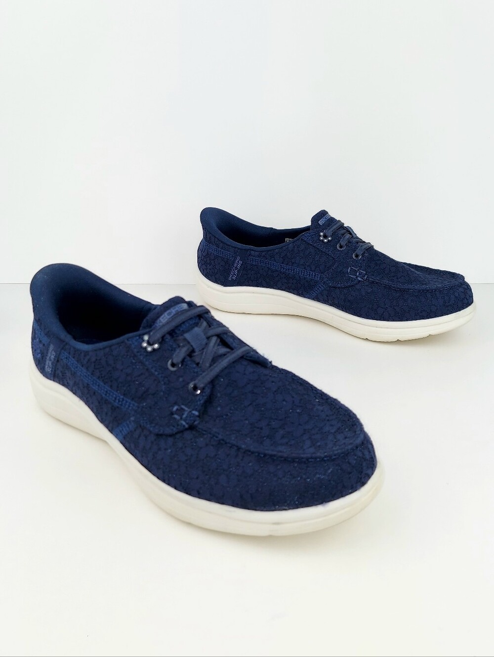 Skechers Slip-ins Hands Free Leilani Navy Lace Boat Shoe Sneakers 9